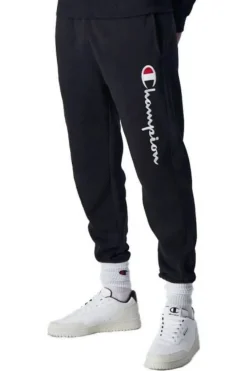 Calças De Ginástica Algodão Homem Champion Logo. Preto