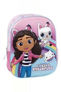 Mochila Infantil Gabby's Dollhouse - Cor Rosa - Fechamento Com Zíper