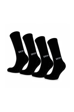 Pack 2 Pares Meias Futebol Grip Pro Antiderrapantes Preto