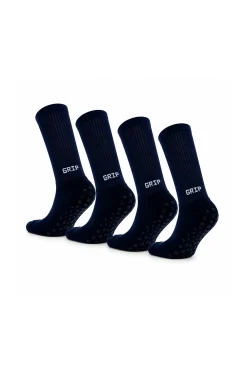 Pack 2 Pares Meias Futebol Grip Pro Antiderrapantes Marinho