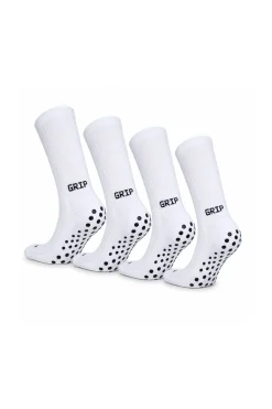 Pack 2 Pares Meias Futebol Grip Pro Antiderrapantes Branco