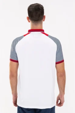 Pólo M/c Joma Essential II Branco Azul Marinho