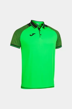 Pólo M/c Joma Essential II Verde Fluorescente Preto