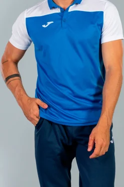 Pólo M/c Joma Hobby II Azul Royal Branco