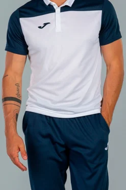 Pólo M/c Joma Hobby II Branco Azul Marinho