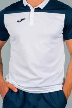 Pólo M/c Joma Hobby II Branco Azul Marinho
