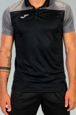 Pólo M/c Joma Hobby II Preto Cinzento