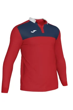 Polo De Manga Comprida Joma Winner II Vermelho Azul Marinho