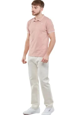 Polo De Manga Curta Homem Kappa Logo Ezio Slim. Rosa-branco