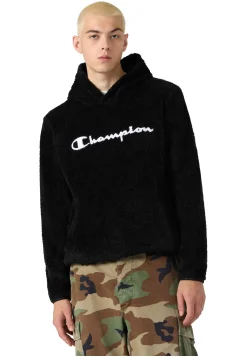 Sherpa Com Capuz E Logotipo Bordado Preto Polar Champion