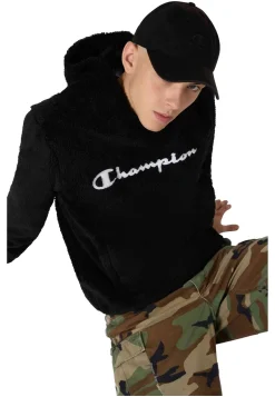 Sherpa Com Capuz E Logotipo Bordado Preto Polar Champion