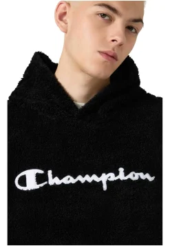 Sherpa Com Capuz E Logotipo Bordado Preto Polar Champion