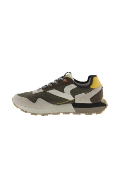 Ténis De Couro Rachado V. 1985 Wing Tech Nylon Com Logótipo Retro E Sola Tricolor